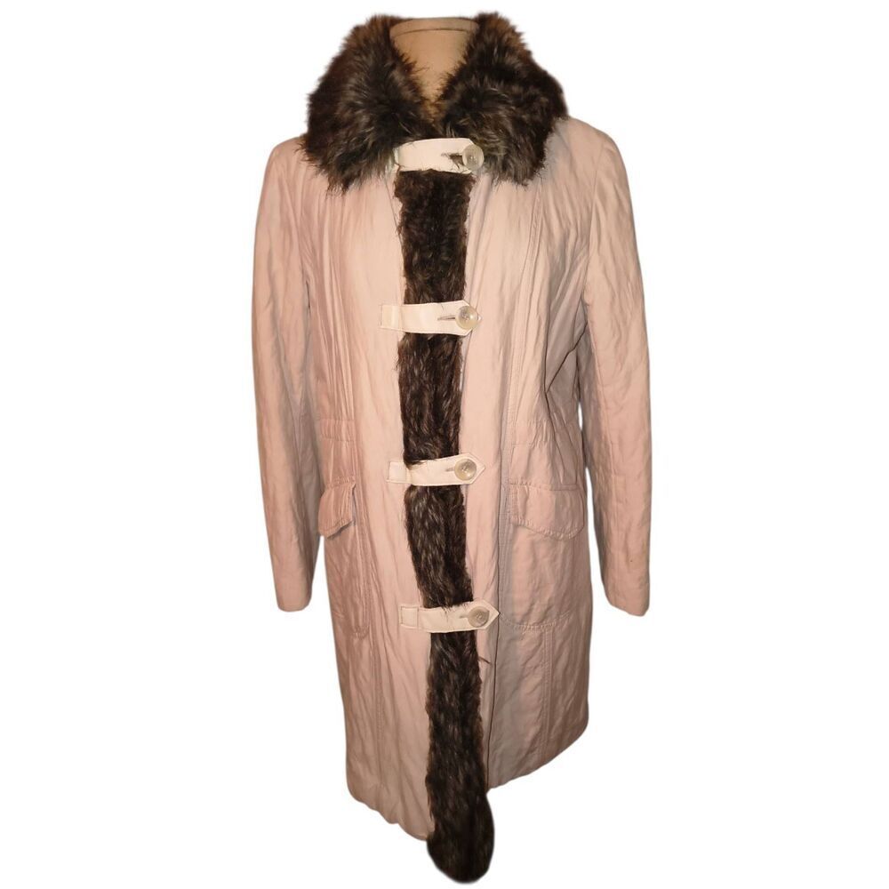 Faux Fur Shearling Coat Orvis mid-length faux fur collar fur trim along the cent
